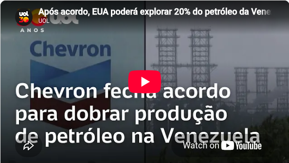 Após acordo, EUA poderá explorar 20% do petróleo da Venezuela e quer dobrar produção em 5 anos